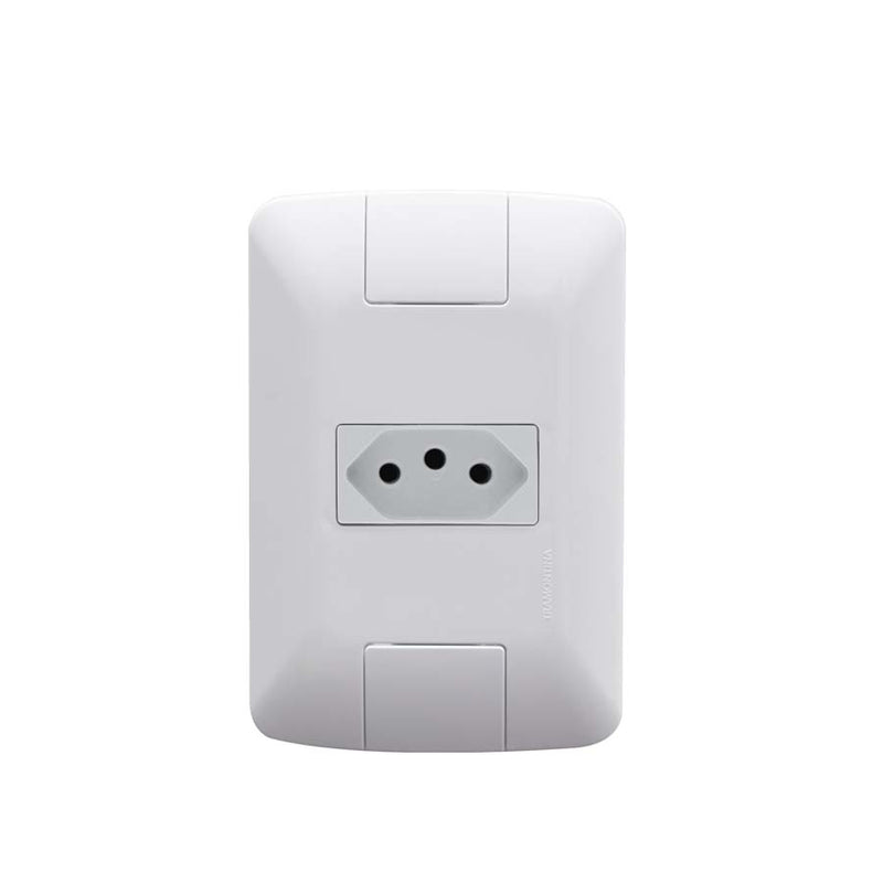Conjunto 4x2 com 1 Tomada 2P+T Tramontina Aria 20 A 250 V Branco
