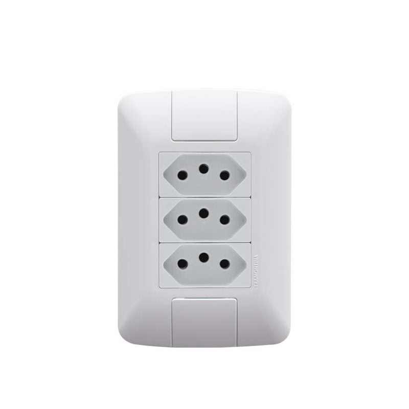 Conjunto 4x2 com 3 Tomadas 2P+T 10 A 250 V Tramontina Aria Branco