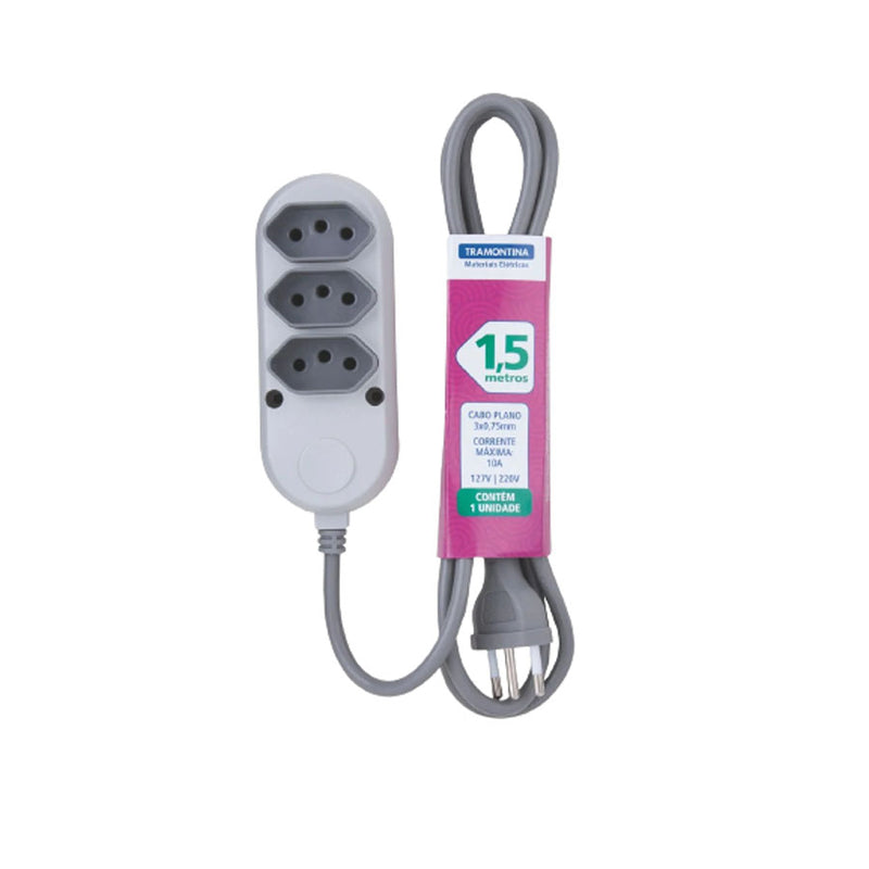 Extensão Múltipla 3 Tomadas 2P+T 10 A 250 V Tramontina 1,5 m