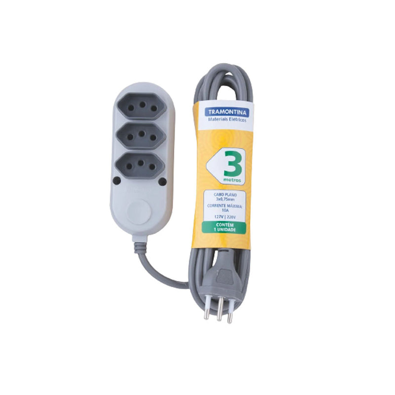 Extensão Múltipla 3 Tomadas 2P+T 10 A 250 V Tramontina 3 m