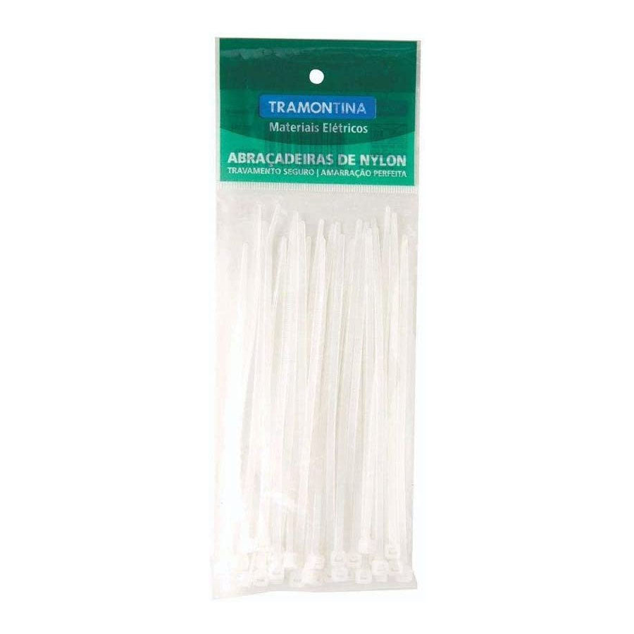 Abraçadeira nylon 295mm x 4,6mm branca Tramontina