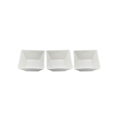 Jogo De Petisqueira Bowl Full Fit em Porcelana 80ml Gourmet Quadrada com 3 Peças.