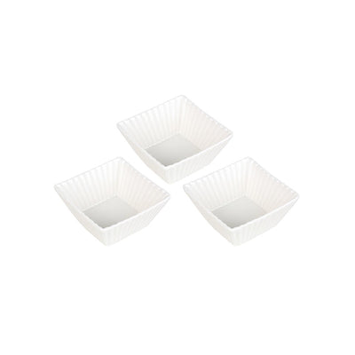 Jogo De Petisqueira Bowl Full Fit em Porcelana 80ml Gourmet Quadrada com 3 Peças.