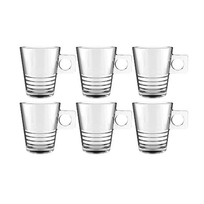 Jogo de 6 xicaras half wave em vidro 80ml coffee time dynasty
