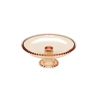 Prato Em Cristal C/ Pé Wolff Pearl 20x9cm -  Âmbar