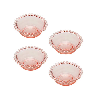 Conjunto de Bowl cristal pearl ROSA com 4 peças.