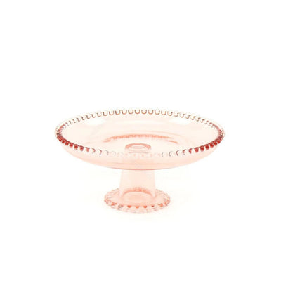 Prato de Cristal com Pé Pearl Rosa