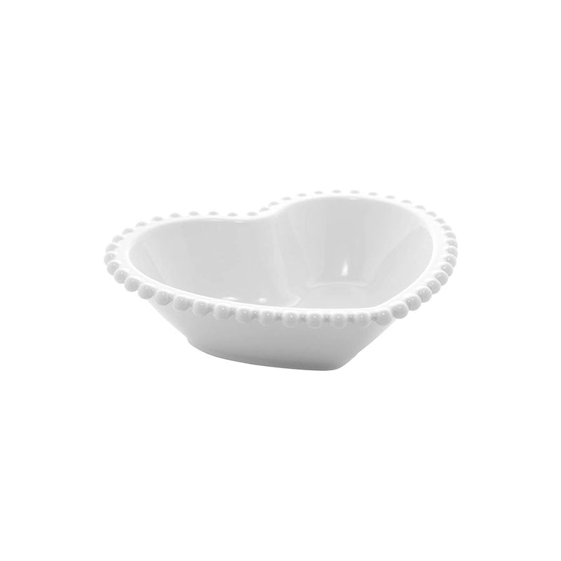 Saladeira de Porcelana Branco Formato Coração 21cm