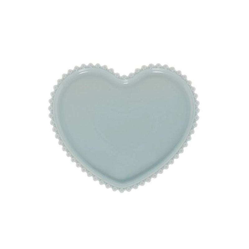 Prato Em Porcelana Wolff Coração Beads 17Cm Azul