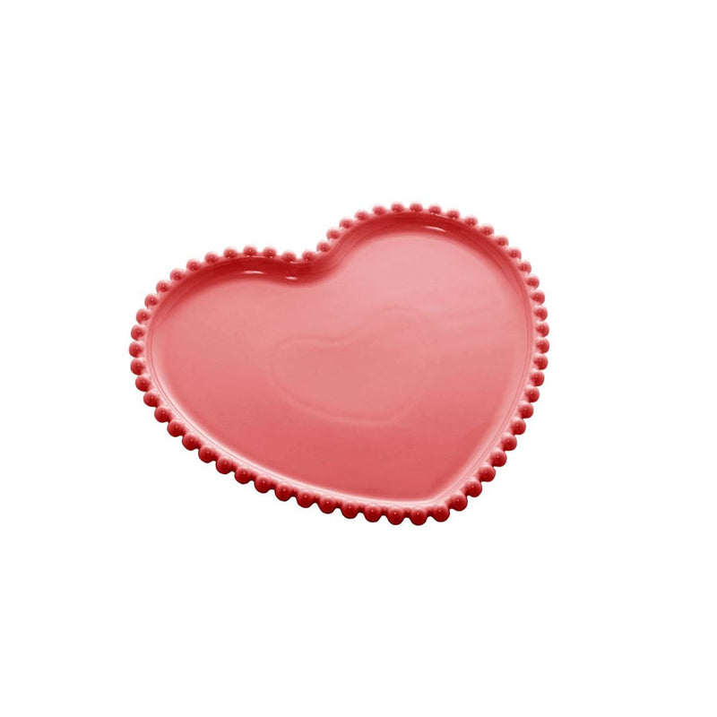 Prato Porcelana De Coração Beads Bon Gourmet  22cm Vermelho