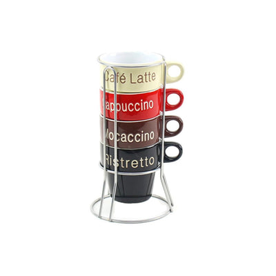 Conjunto 4 Xícaras Café Porcelana com Suporte 220ml