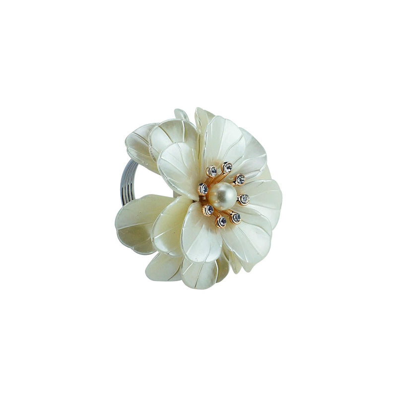 CONJUNTO 4 ANÉIS PARA GUARDANAPOS PLÁSTICO FLOR - 6x7cm