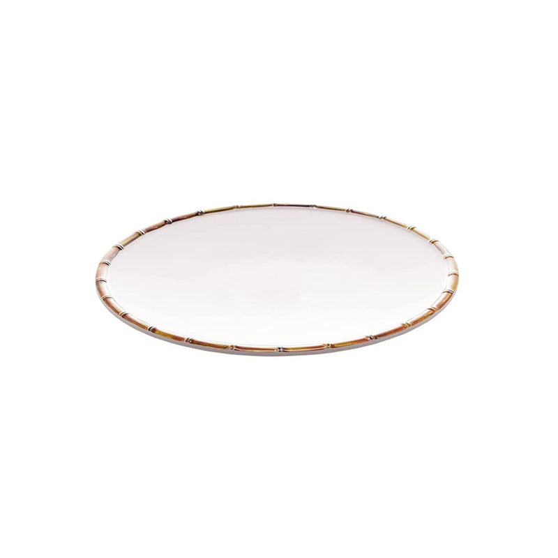 Prato Raso Em Melamina Bon Gourmet Bambu Branco 27cm
