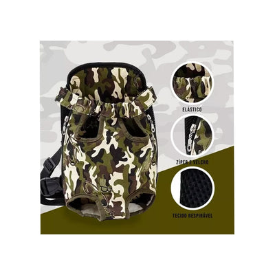 Mochila para Transporte de Pet Camuflada Tam Xg