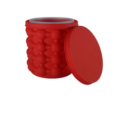 Copo Cooler p/ Latas, Garrafas e Forma de Gelo em Silicone - Vermelho