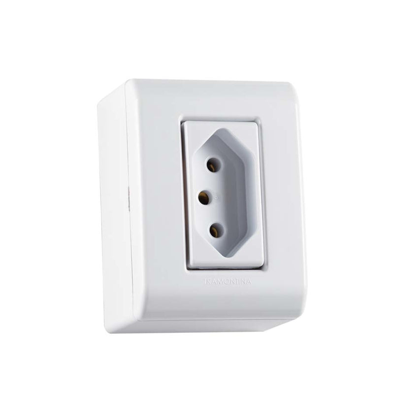Caixa de Sobrepor com 1 Tomada 2P+T 20 A 250 V Tramontina LizFlex Branca