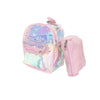 Mochila Holográfica + Necessaire Escolar Fashion - Rosa