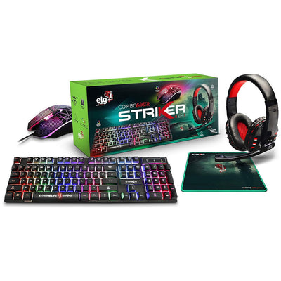Kit Gamer ELG Striker 04 Em 01 Headset Mouse Teclado Mousepad - CGSR41