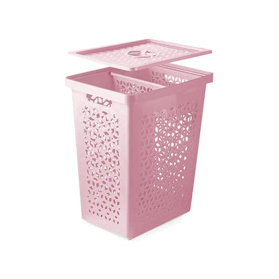 Cesto De Roupa Organizador 55L Plástcio com Tampa E Cesto Separador De Peças 6L Uz 373 Gold Multicoisas
