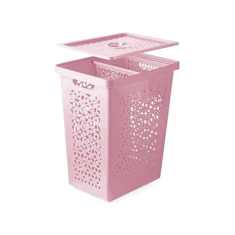 Cesto De Roupa Organizador 55L Plástcio com Tampa E Cesto Separador De Peças 6L Uz 373 Gold Multicoisas