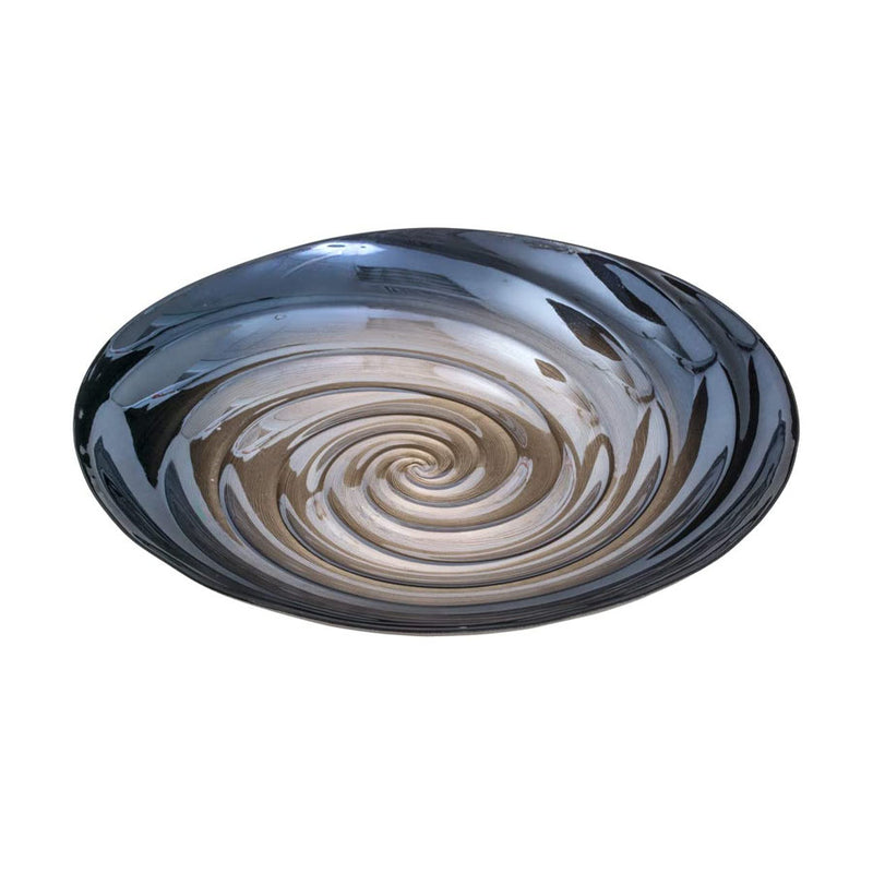 Centro De Mesa De Vidro Spiral 44x7, 5cm Lyor Prata E Cinza Único