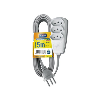 EXTENSÃO SORT PP 3X0,75 2P+T 10A GELO 5m - Daneva