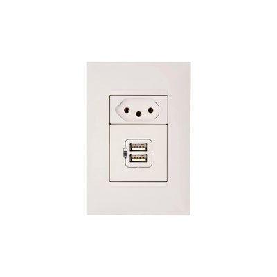Carregador Usb 2 M 2.400 Ma - Pial Plus, 615093Bc -  Branco