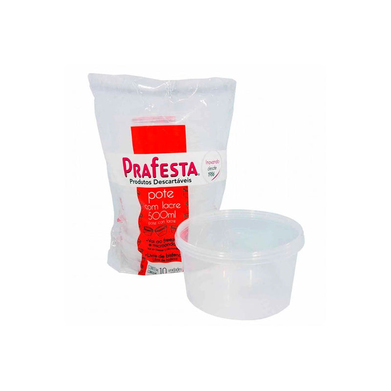 Pote Redondo 500ml com Lacre 10 Unidades