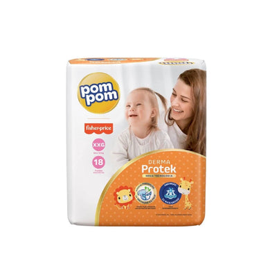 Fralda Pom pom Derma Protek Jumbo XXG Com 18 Unidades