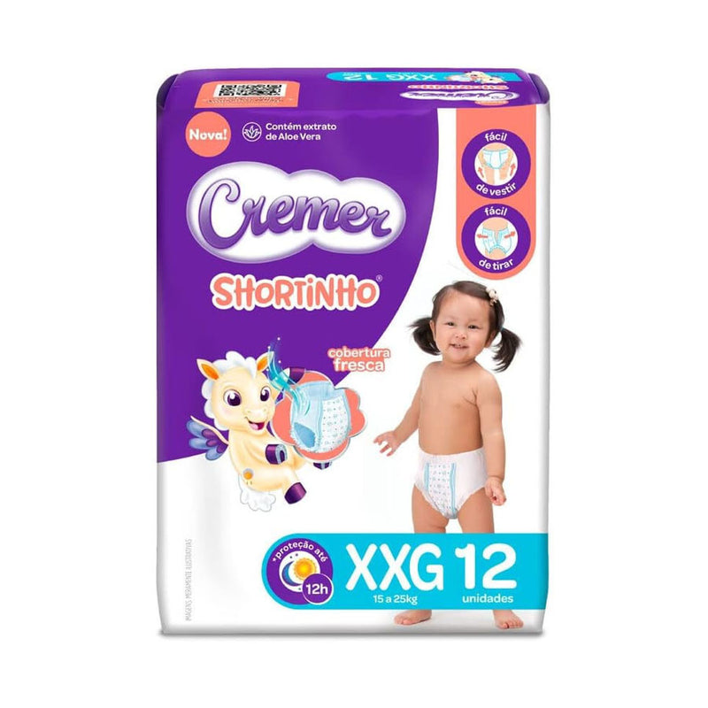 Fralda Descartável Cremer Shortinho Jumbo XXG - 12 unidades