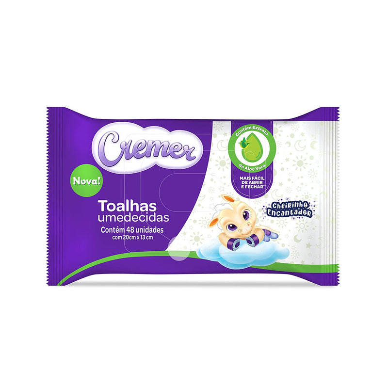 TOALHAS UMEDECIDAS CREMER  ALOE E VERA 48 UNIDADES