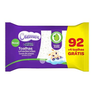 Toalhas Umedecidas Cremer Aloe e Vera com 96 unidades