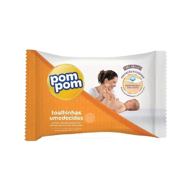 Toalha Umedecida Pom Pom aloe vera Suave 46 unidades