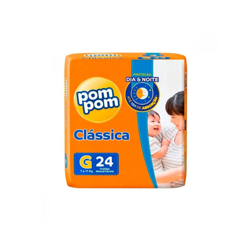 FRALDA POM POM CLASSICA JUMBO GRANDE 24-UM