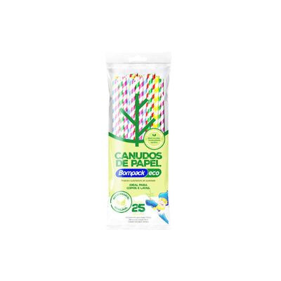 Canudo de Papel Bompack Misto 6mm 19cm