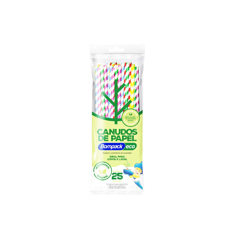 Canudo de Papel Bompack Misto 6mm 19cm