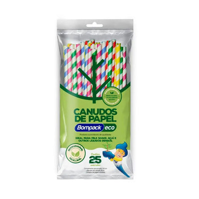O Canudo de Papel Bompack Misto 8mm