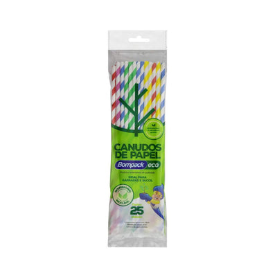 Canudo de Papel Bompack Misto 6mm 26cm