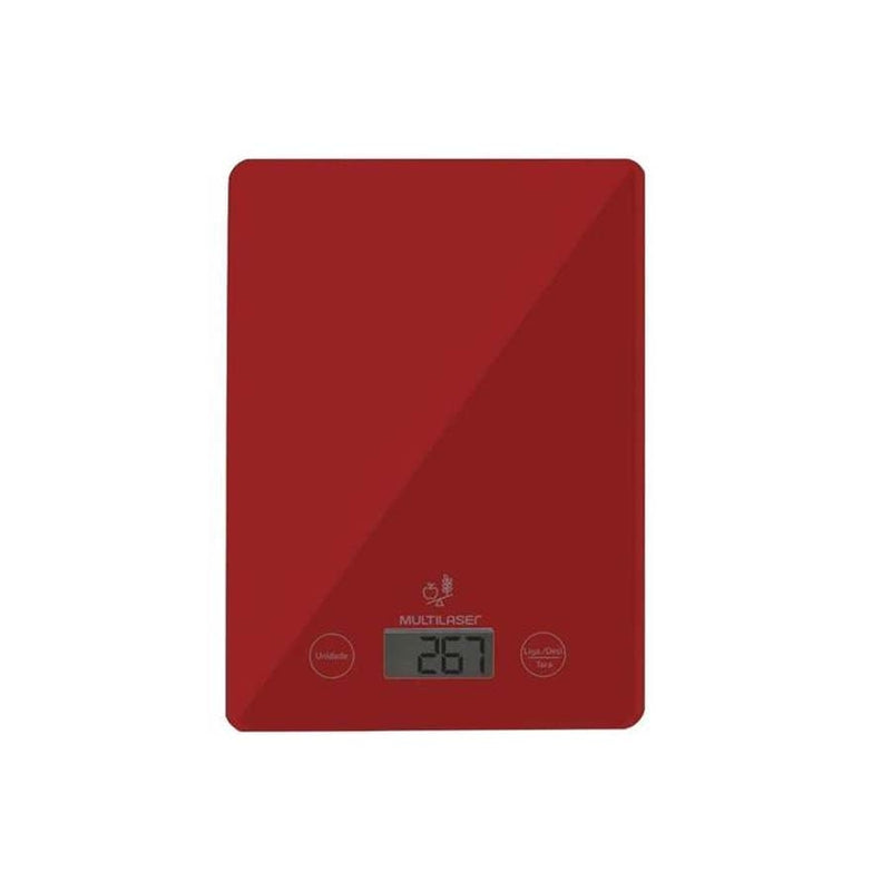 BALANÇA DE COZINHA DIGITAL PLANA ATE 5KG VERMELHO