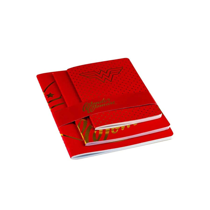 Kit 3 Caderneta Flexiveis Mulher Maravilha Gold