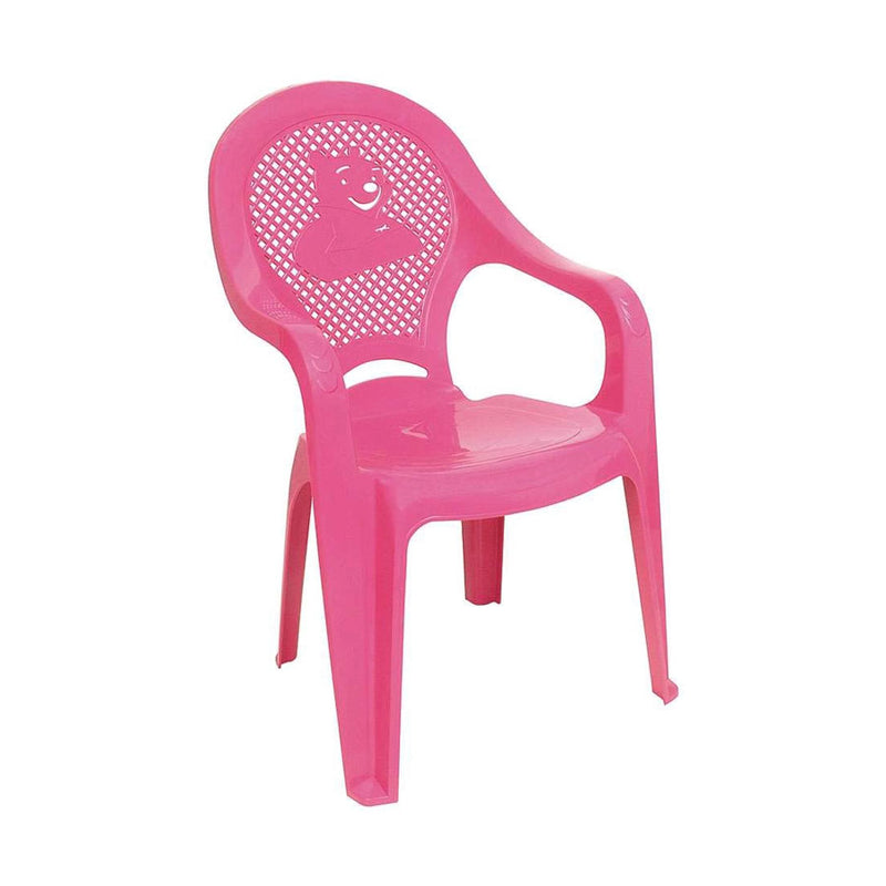 CADEIRA PLÁSTICA INFANTIL ROSA COM BRAÇO