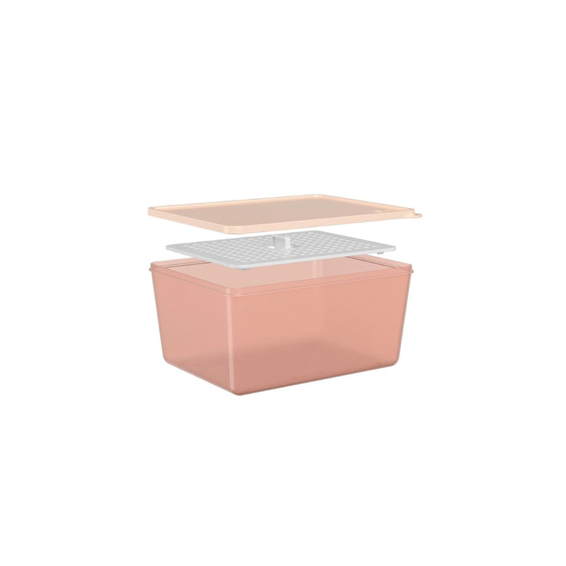 Pote com Grade Translúcido Basic Rosa 2,2L