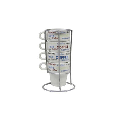 JOGO DE XÍCARAS COM SUPORTE 200ML BRANCA 5 PEÇAS