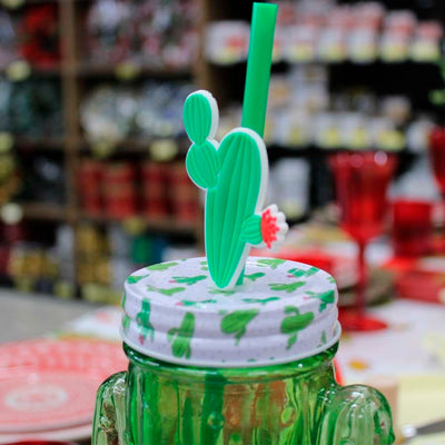 CANECA Com CANUDO CACTo de ViDrO 380ML HAUSKRAFT