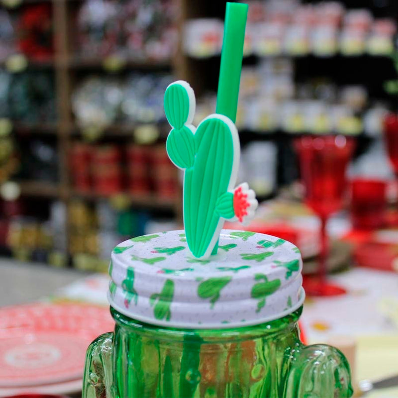 CANECA Com CANUDO CACTo de ViDrO 380ML HAUSKRAFT