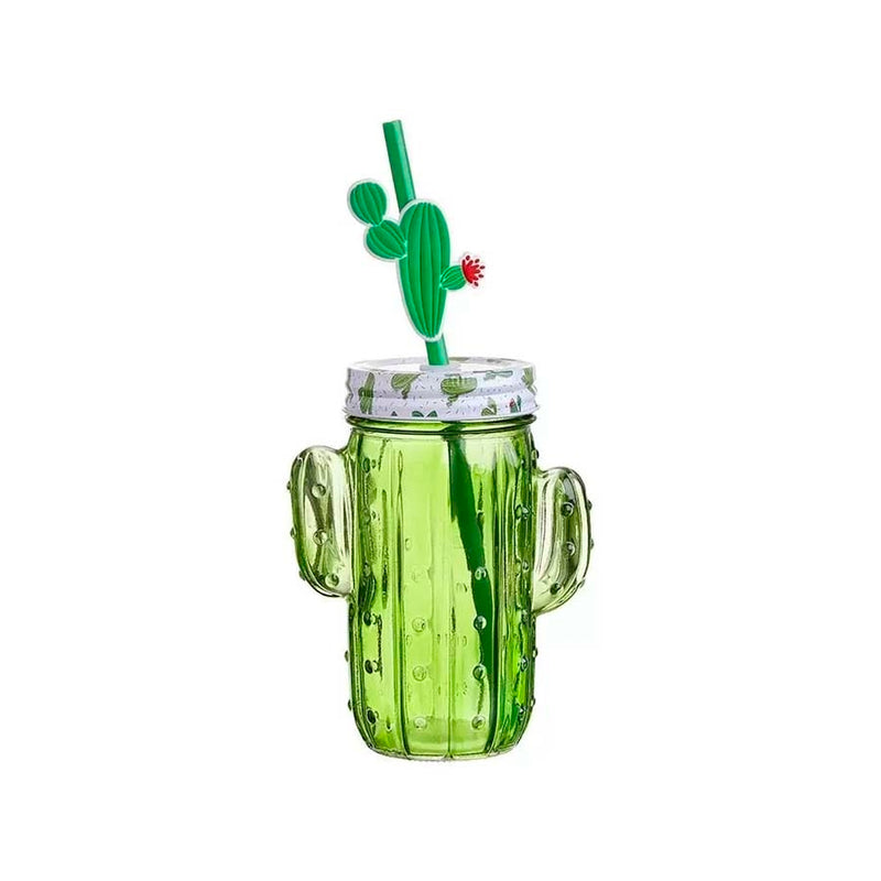 CANECA Com CANUDO CACTo de ViDrO 380ML HAUSKRAFT