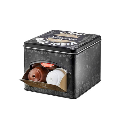 Porta Cápsulas De Café De Lata Quadrado C/Janela Estampado 14,5X13Cm Scap-010 - Hauskraft
