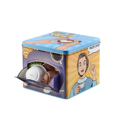 Porta Cápsulas De Café De Lata Quadrado C/Janela Estampado 14,5X13Cm Scap-012 - Hauskraft
