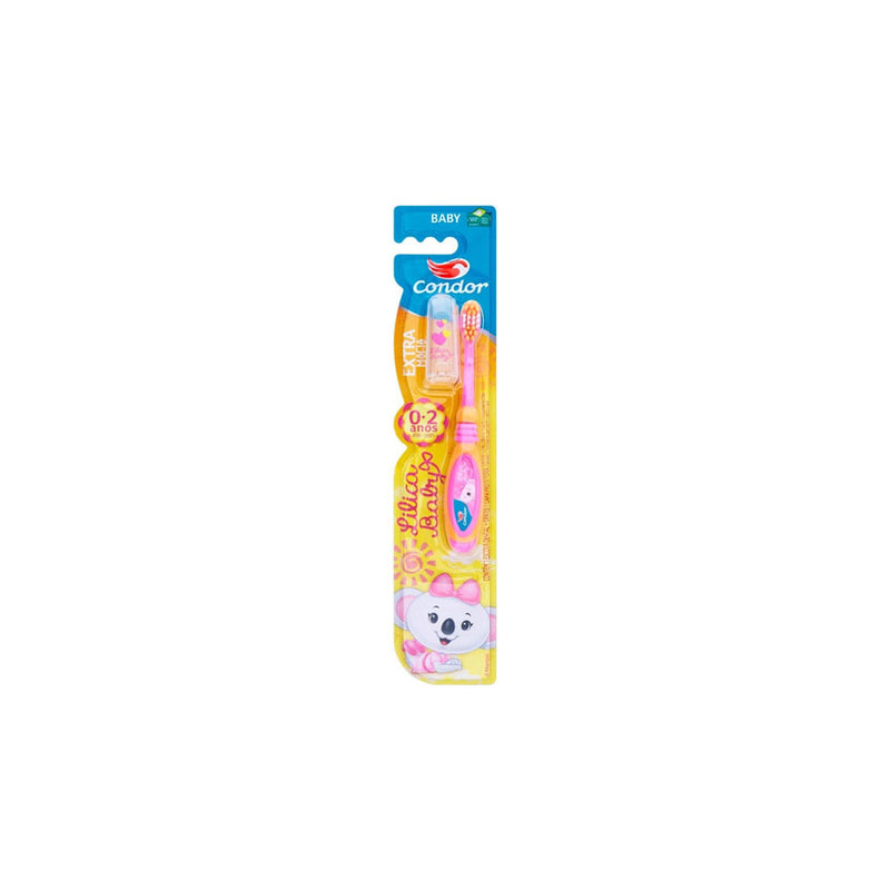 Escova Dental Infantil Lilica Ripilica 0 a 2 Anos, Condor, Laranja/Rosa