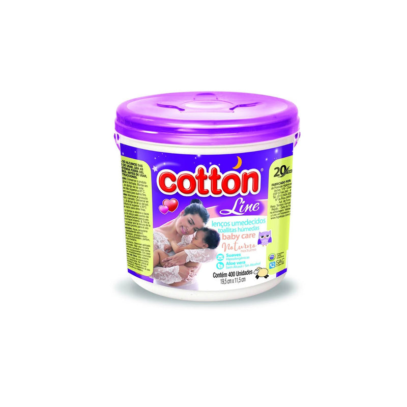 LENÇOS UMEDECIDOS BABY CARE NOTURNO COTTON LINE - 400 UNIDADES